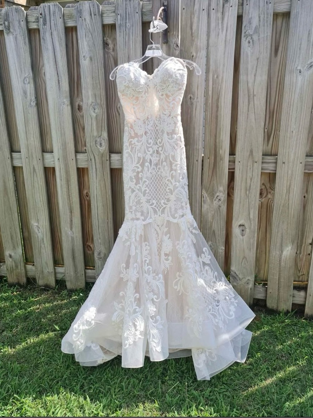 Strapless Lace Mermaid Wedding Gown in Ivory